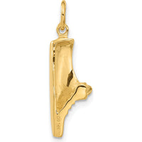 14K Yellow Gold Jogging Shoe Pendant Charm - Textured Active Lifestyle Jewelry