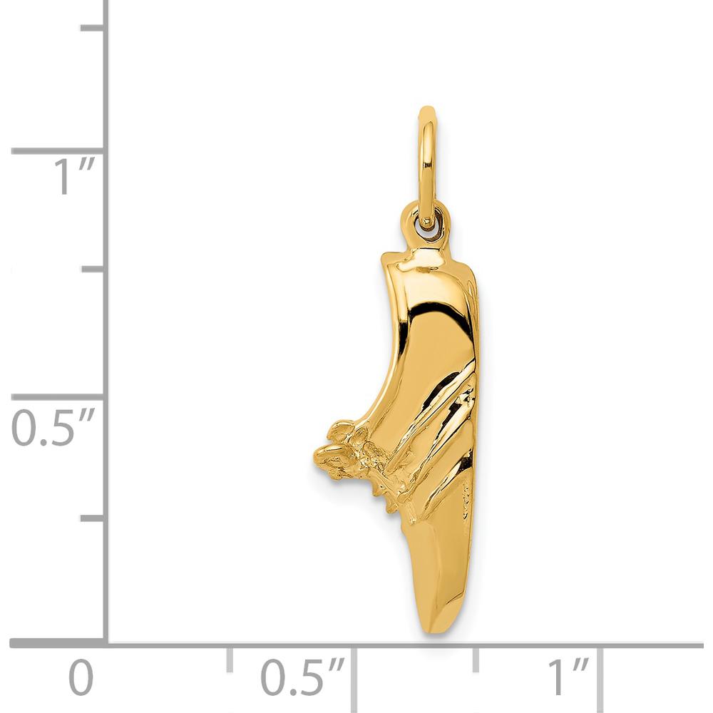 14K Yellow Gold Jogging Shoe Pendant Charm - Textured Active Lifestyle Jewelry