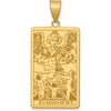 14K Yellow Gold Judgement Tarot Card Pendant with Textured Finish by Oro Pregiato