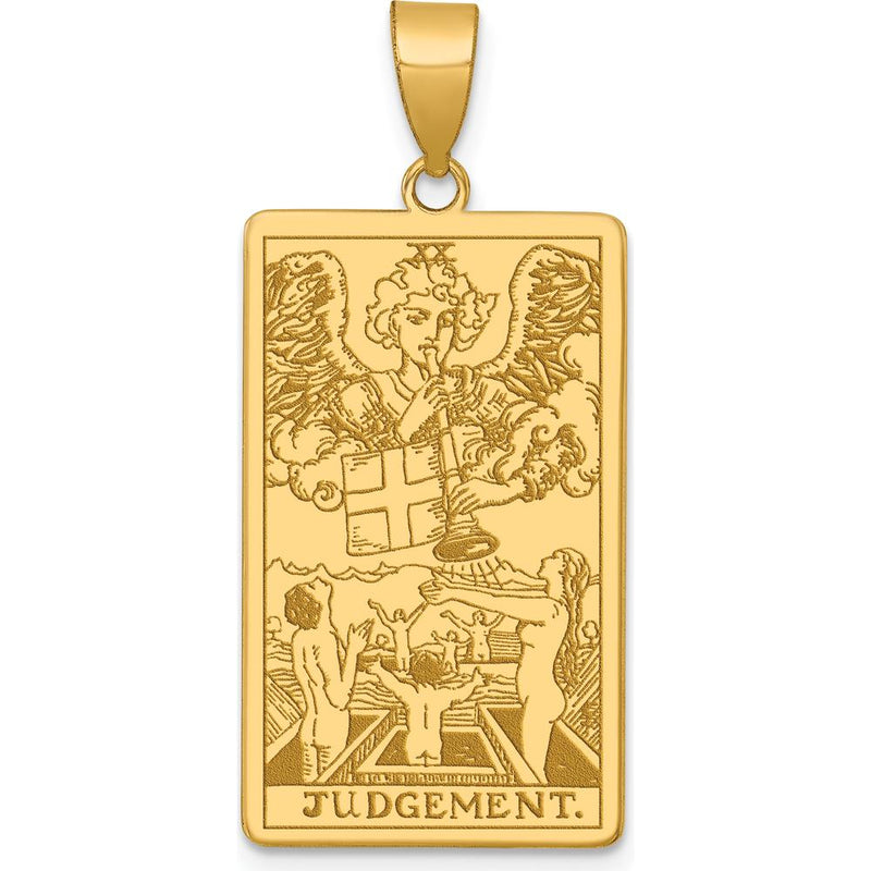 14K Yellow Gold Judgement Tarot Card Pendant with Textured Finish by Oro Pregiato