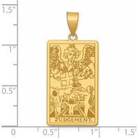 14K Yellow Gold Judgement Tarot Card Pendant with Textured Finish by Oro Pregiato