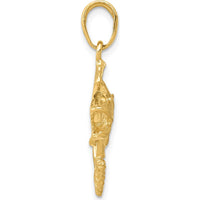 14K Yellow Gold Jumping Bass Fish Pendant - Solid Casted Gold Charm by Oro Pregiato