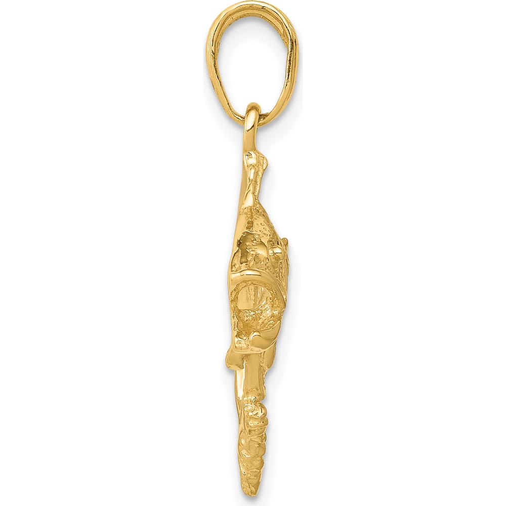 14K Yellow Gold Jumping Bass Fish Pendant - Solid Casted Gold Charm by Oro Pregiato