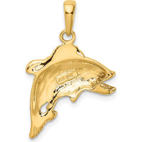 14K Yellow Gold Jumping Bass Fish Pendant - Solid Casted Gold Charm by Oro Pregiato