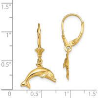 14K Yellow Gold Jumping Dolphin Leverback Drop Earrings by 0
