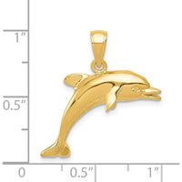 14K Yellow Gold Jumping Dolphin Pendant - Ocean Inspired Design by Oro Pregiato