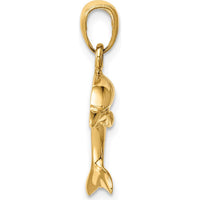 14K Yellow Gold Jumping Dolphin Pendant - Solid Casted Design by Oro Pregiato
