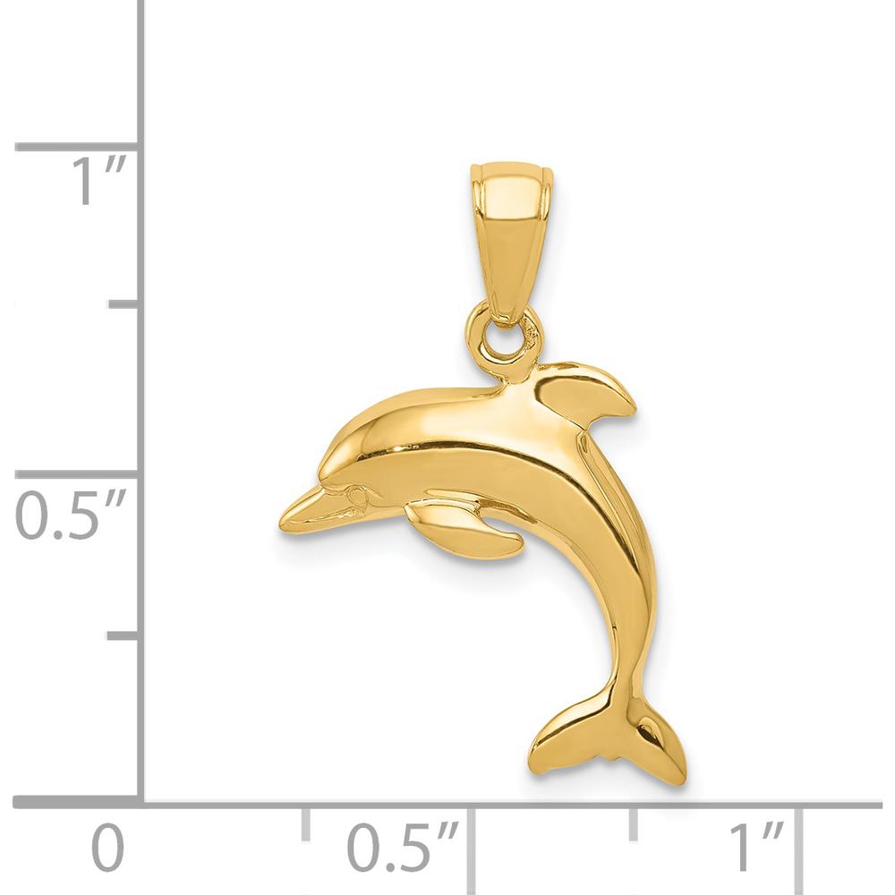 14K Yellow Gold Jumping Dolphin Pendant - Solid Casted Design by Oro Pregiato