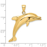 14K Yellow Gold Jumping Dolphin Pendant with Polished and Textured Finish by Oro Pregiato