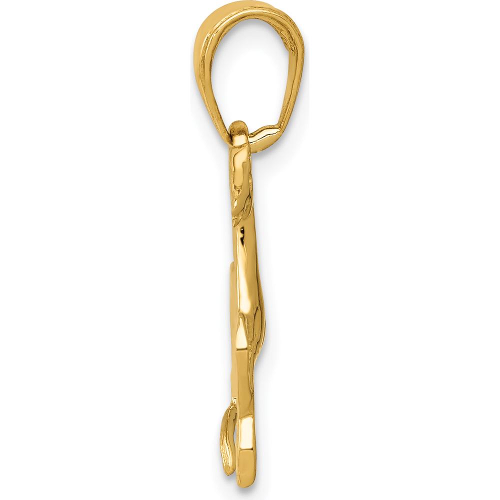 14K Yellow Gold Jumping Horse Pendant - Polished Equestrian Design by Oro Pregiato