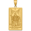 14K Yellow Gold Justice Tarot Card Pendant - Meaningful Themed Charm with Textured Detail by Oro Pregiato
