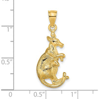 14K Yellow Gold Kangaroo with Baby in Pouch Pendant - Polished Finish by Oro Pregiato