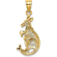 14K Yellow Gold Kangaroo with Baby in Pouch Pendant - Polished Finish by Oro Pregiato