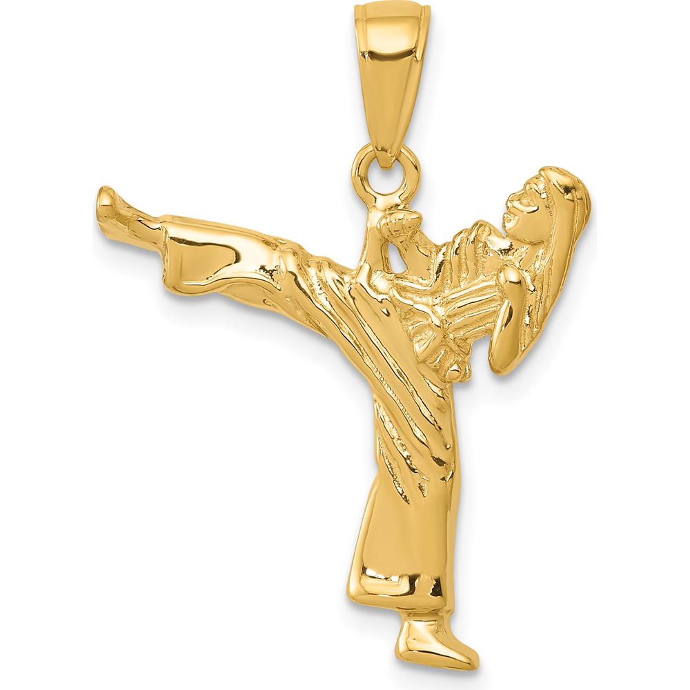 14K Yellow Gold Karate Girl Pendant - Martial Arts Charm by Oro Pregiato