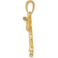 14K Yellow Gold Karate Girl Pendant - Martial Arts Charm by Oro Pregiato