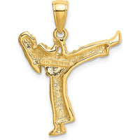 14K Yellow Gold Karate Girl Pendant - Martial Arts Charm by Oro Pregiato