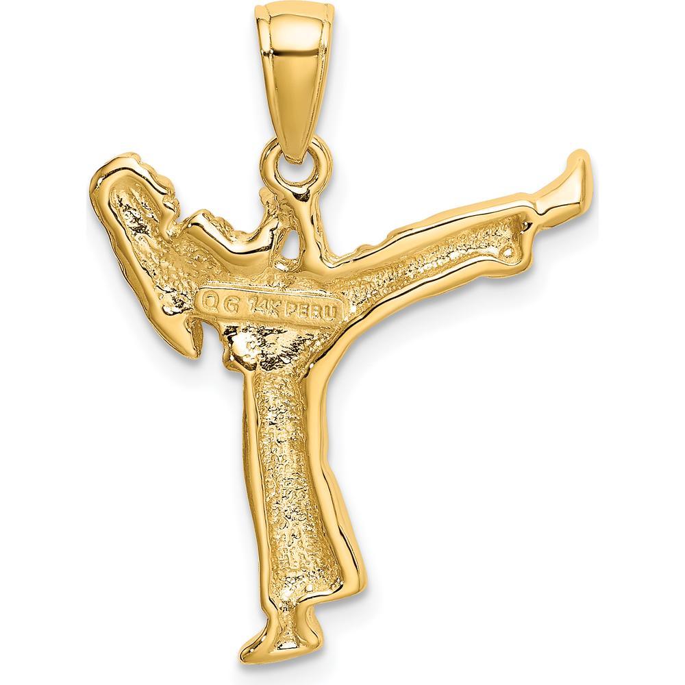 14K Yellow Gold Karate Girl Pendant - Martial Arts Charm by Oro Pregiato