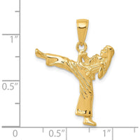 14K Yellow Gold Karate Girl Pendant - Martial Arts Charm by Oro Pregiato