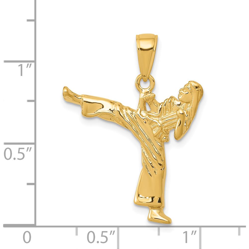 14K Yellow Gold Karate Girl Pendant - Martial Arts Charm by Oro Pregiato
