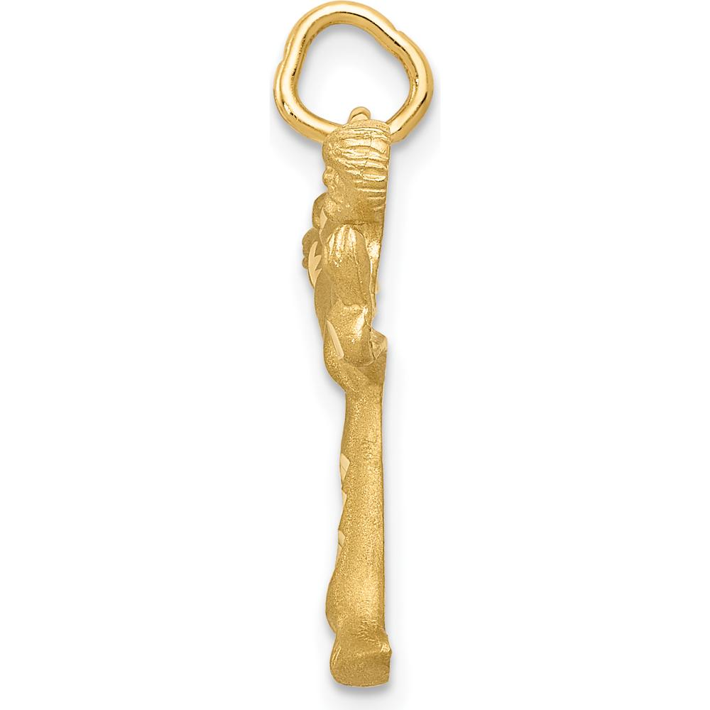 14K Yellow Gold Karate Mid-Kick Charm with Diamond-Cut Texture - 24.22mm Length by Oro Pregiato