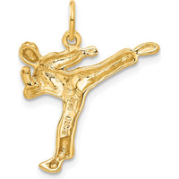 14K Yellow Gold Karate Mid-Kick Charm with Diamond-Cut Texture - 24.22mm Length by Oro Pregiato