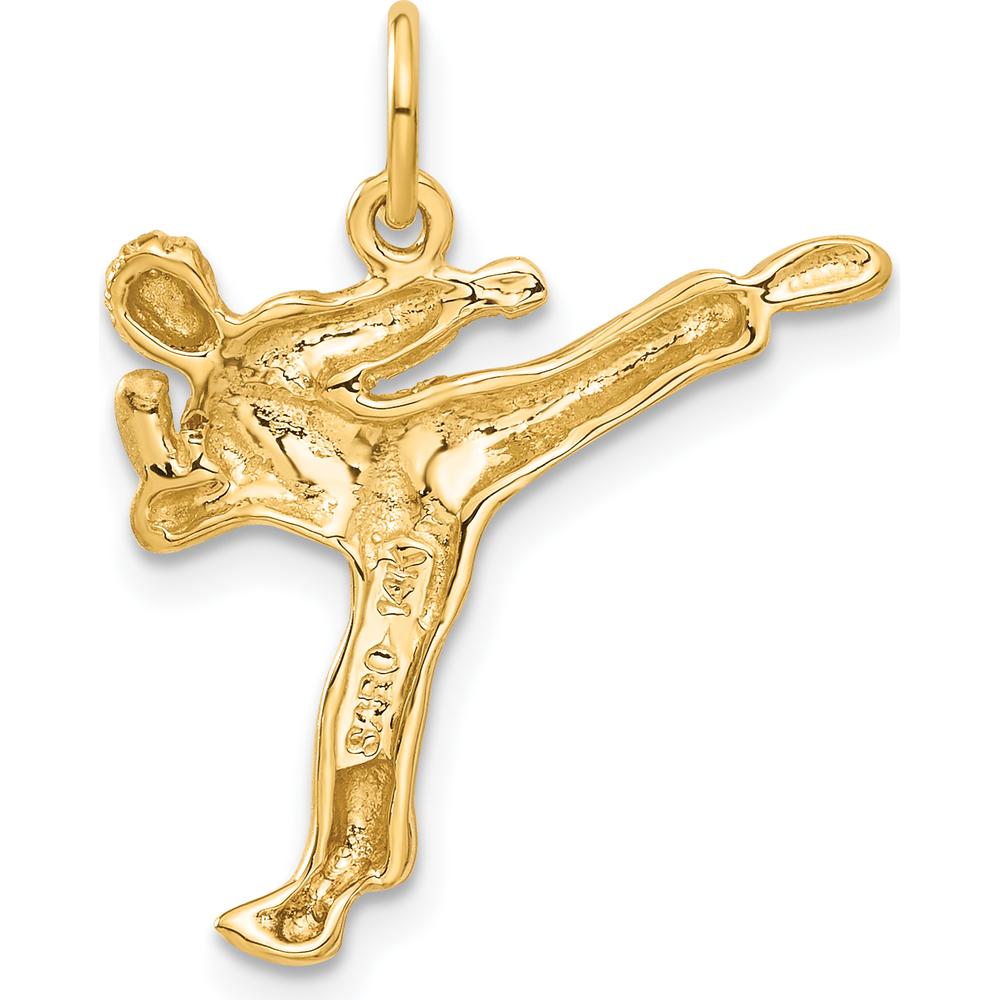 14K Yellow Gold Karate Mid-Kick Charm with Diamond-Cut Texture - 24.22mm Length by Oro Pregiato