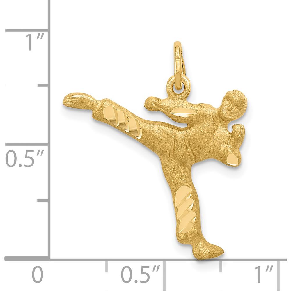 14K Yellow Gold Karate Mid-Kick Charm with Diamond-Cut Texture - 24.22mm Length by Oro Pregiato