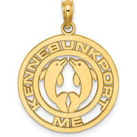 14K Yellow Gold Kennebunkport Dolphins Pendant - 25.5mm Length by Oro Pregiato