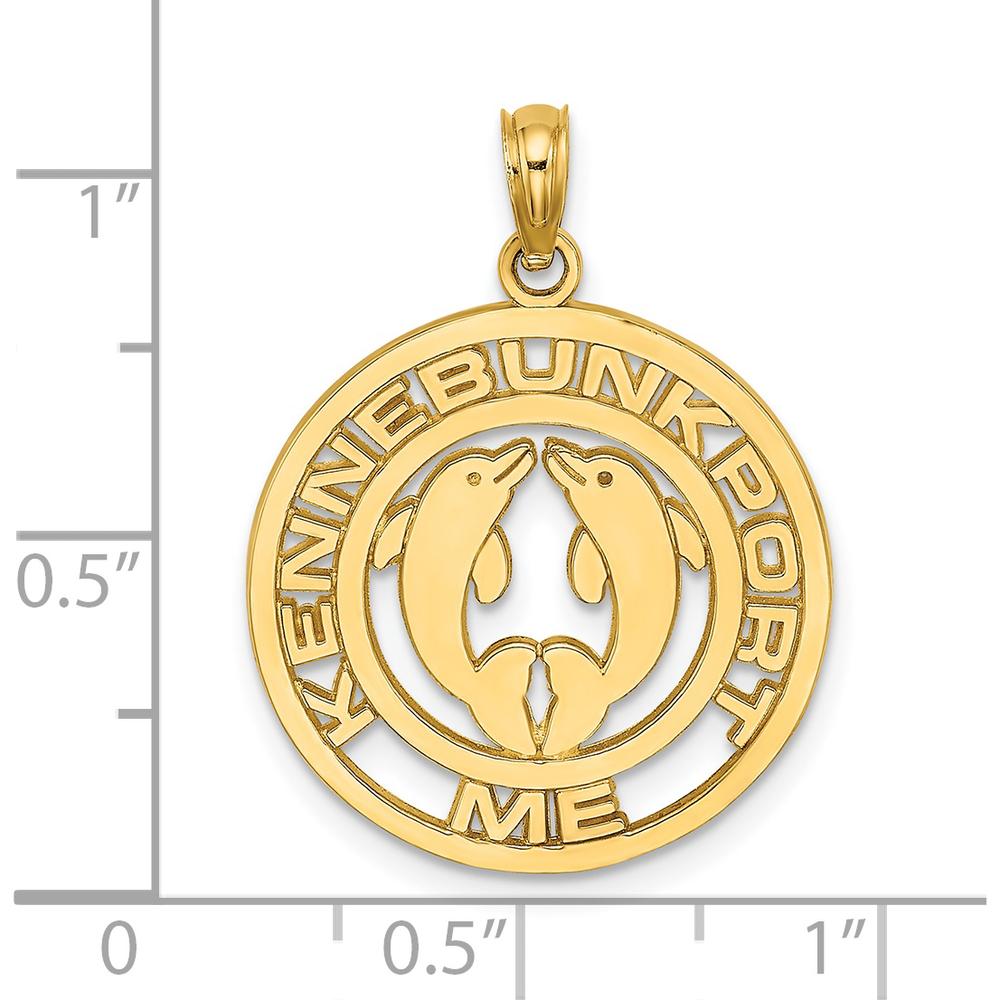 14K Yellow Gold Kennebunkport Dolphins Pendant - 25.5mm Length by Oro Pregiato