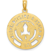 14K Yellow Gold Kennebunkport Dolphins Pendant - 25.5mm Length by Oro Pregiato