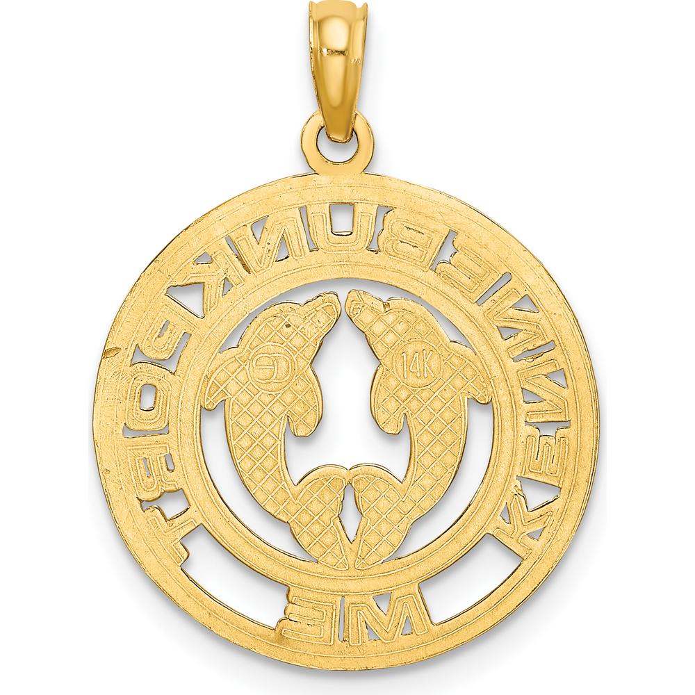 14K Yellow Gold Kennebunkport Dolphins Pendant - 25.5mm Length by Oro Pregiato