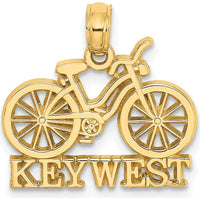 14K Yellow Gold Key West Bicycle Charm Pendant - Polished Finish by Oro Pregiato