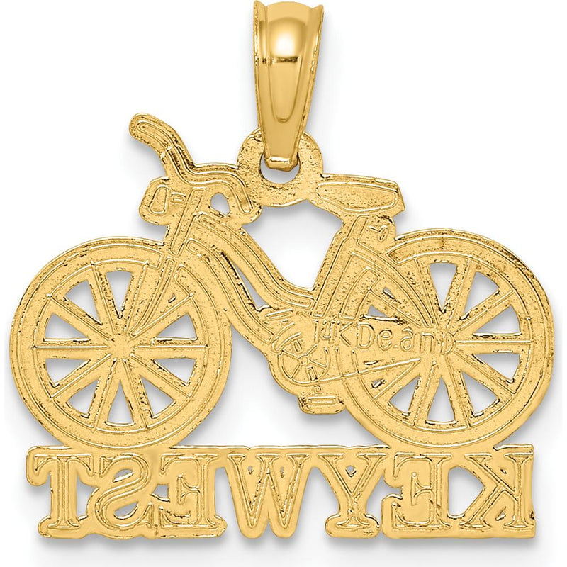 14K Yellow Gold Key West Bicycle Charm Pendant - Polished Finish by Oro Pregiato