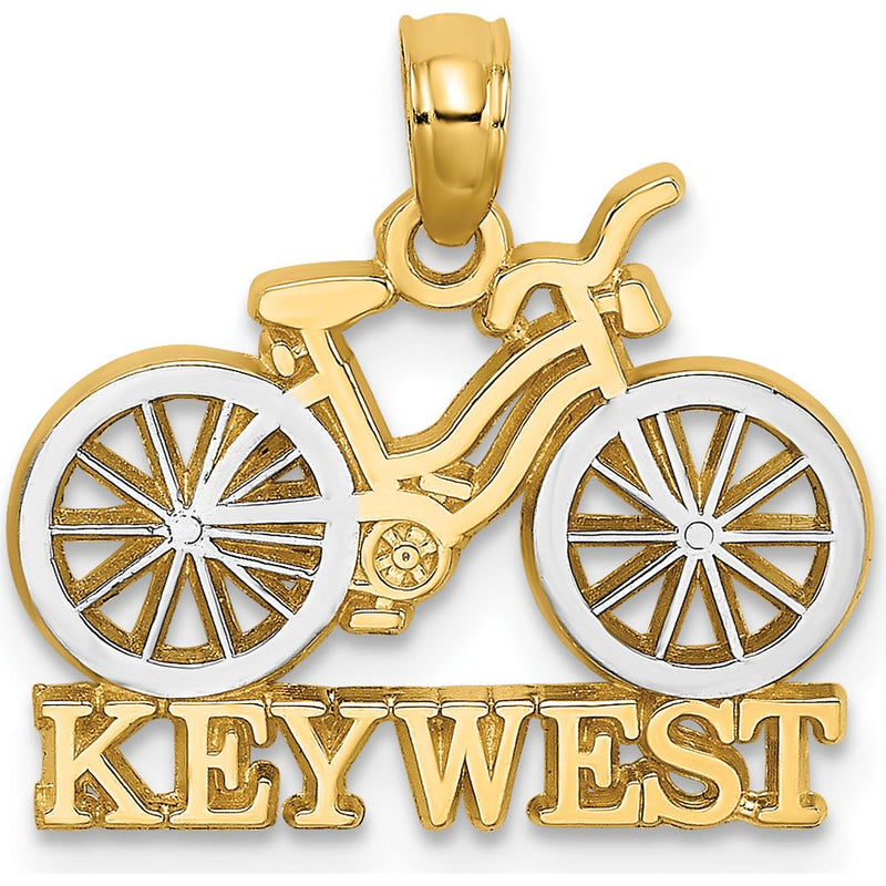 14K Yellow Gold Key West Bicycle Charm with White Rhodium Accents by Oro Pregiato