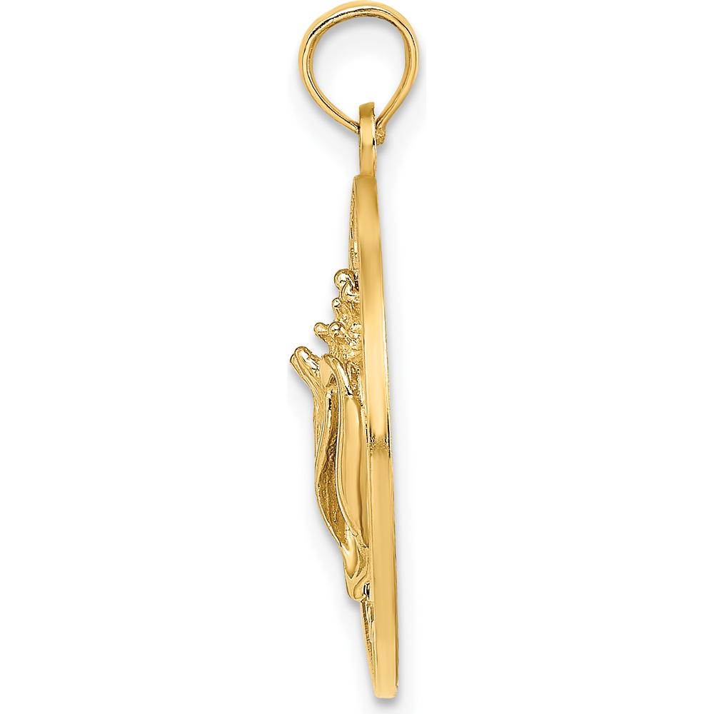 14K Yellow Gold Key West Conch Shell Pendant with Textured Finish - 24.45mm Length by Oro Pregiato