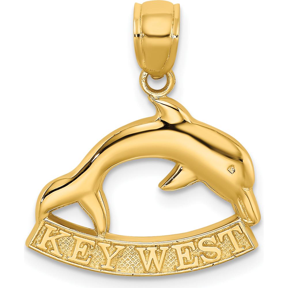 14K Yellow Gold Key West Dolphin Charm Pendant - Tropical Ocean Inspired Design by Oro Pregiato