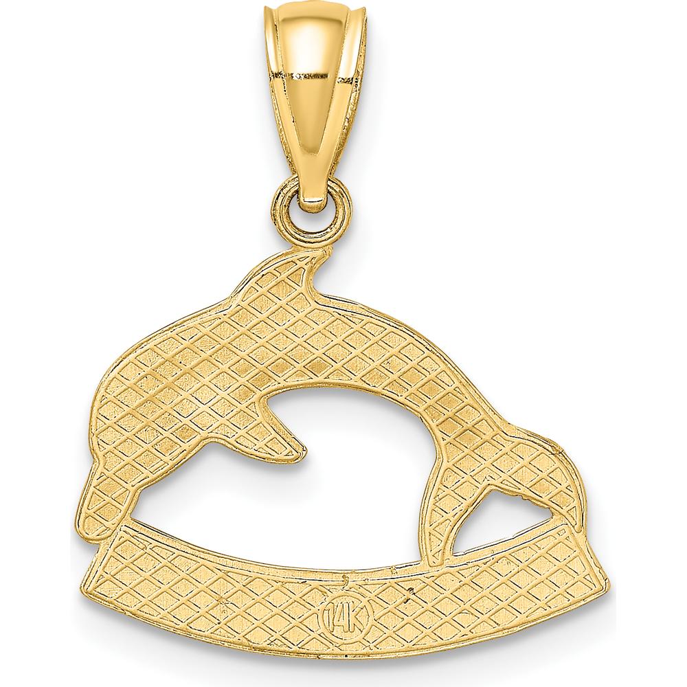 14K Yellow Gold Key West Dolphin Charm Pendant - Tropical Ocean Inspired Design by Oro Pregiato