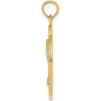 14K Yellow Gold Key West Palm Tree Circle Charm Pendant - 24.4mm Length by Oro Pregiato