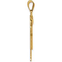 14K Yellow Gold Kids Medium Boy with Hat Pendant with 2 Round Diamonds - 0.03 Carat Total Diamond Weight by Oro Pregiato