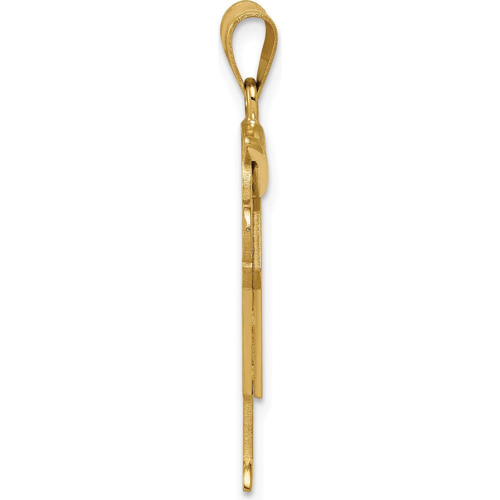 14K Yellow Gold Kids Medium Boy with Hat Pendant with 2 Round Diamonds - 0.03 Carat Total Diamond Weight by Oro Pregiato