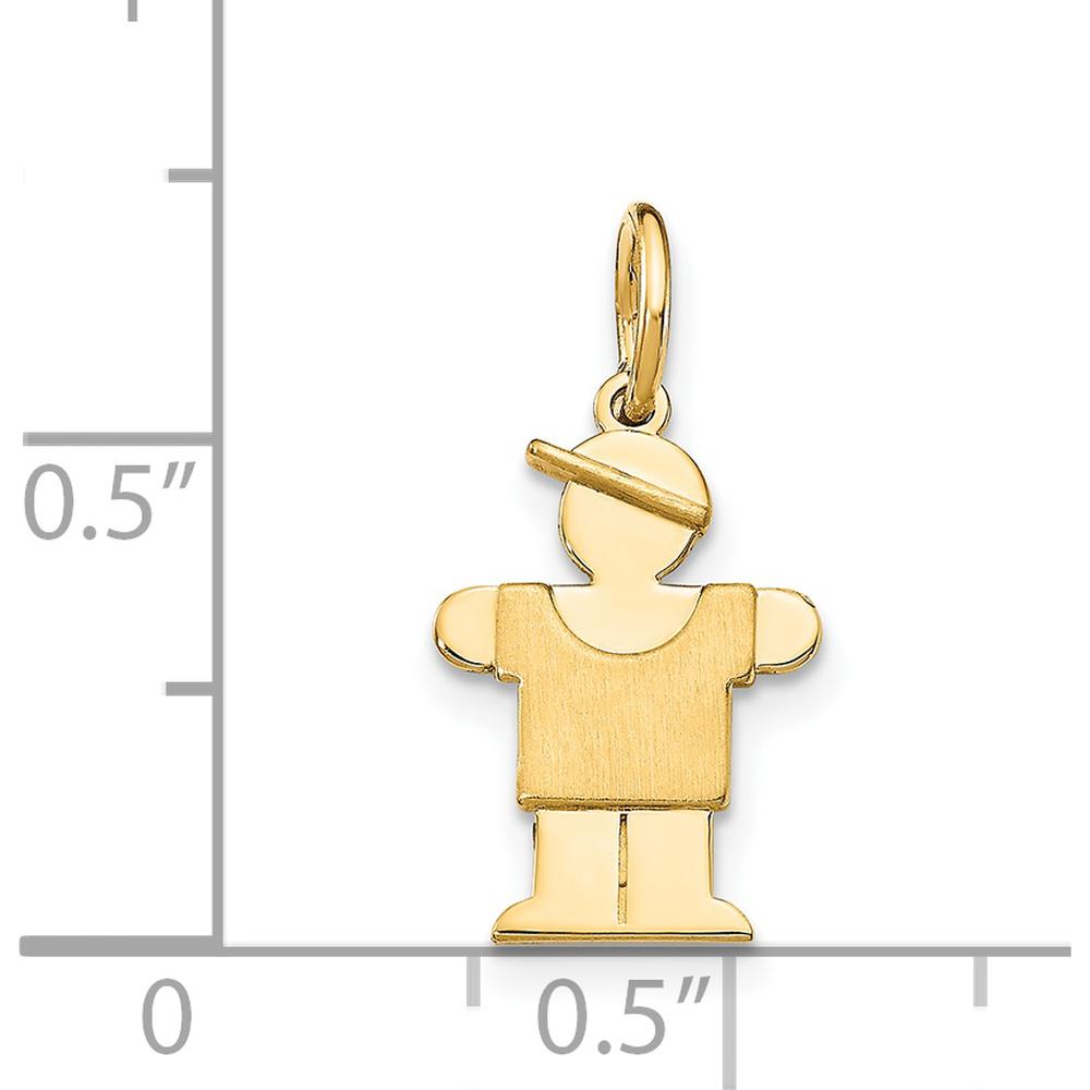 14K Yellow Gold Kids Mini Boy Hugs Charm - 18mm Length, 9mm Width by Oro Pregiato