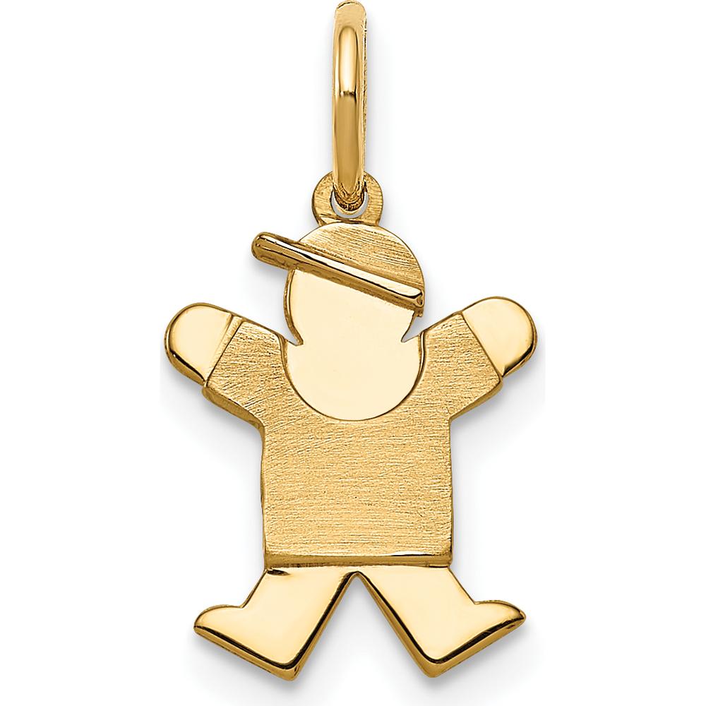 14K Yellow Gold Kids Mini Boy Joy Charm Pendant - Playful Textured Design by Oro Pregiato