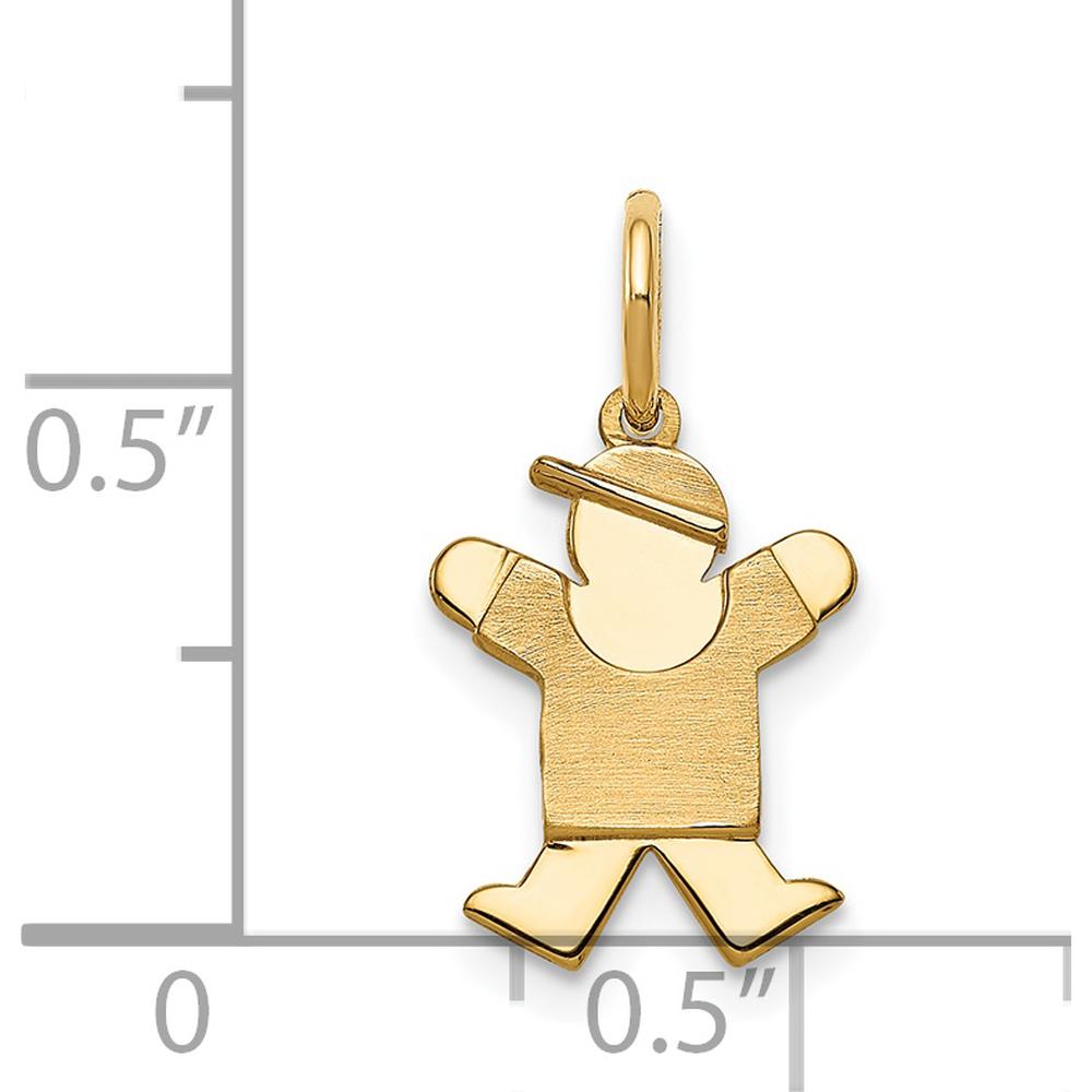 14K Yellow Gold Kids Mini Boy Joy Charm Pendant - Playful Textured Design by Oro Pregiato