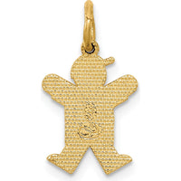 14K Yellow Gold Kids Mini Boy Joy Charm Pendant - Playful Textured Design by Oro Pregiato