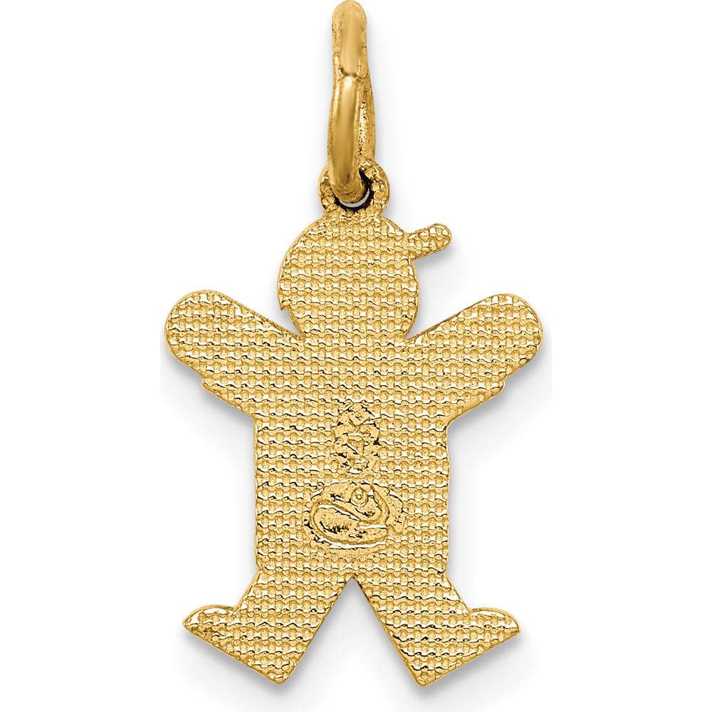 14K Yellow Gold Kids Mini Boy Joy Charm Pendant - Playful Textured Design by Oro Pregiato