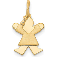 14K Yellow Gold Kids Mini Girl Joy Charm with Textured Back - 18mm Length by Oro Pregiato