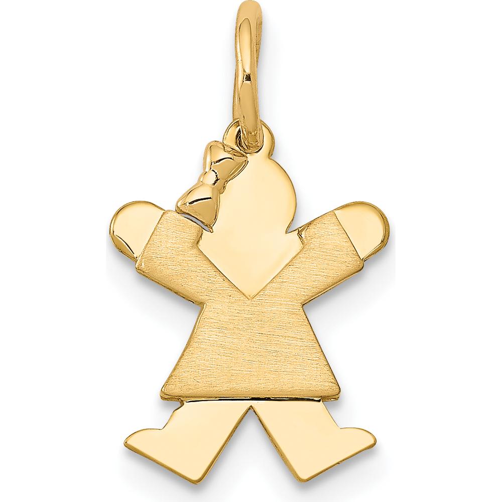 14K Yellow Gold Kids Mini Girl Joy Charm with Textured Back - 18mm Length by Oro Pregiato