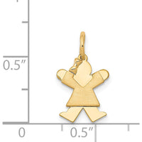 14K Yellow Gold Kids Mini Girl Joy Charm with Textured Back - 18mm Length by Oro Pregiato