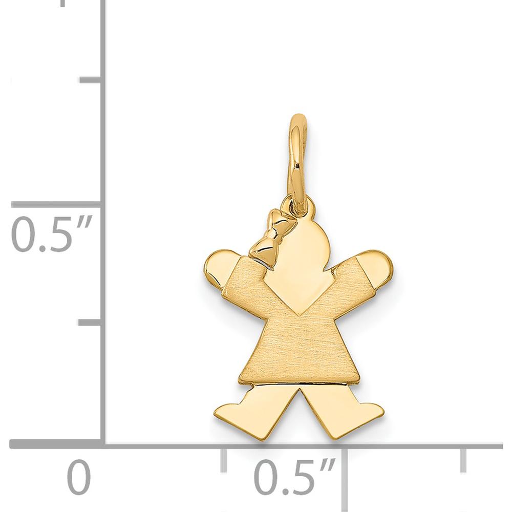 14K Yellow Gold Kids Mini Girl Joy Charm with Textured Back - 18mm Length by Oro Pregiato