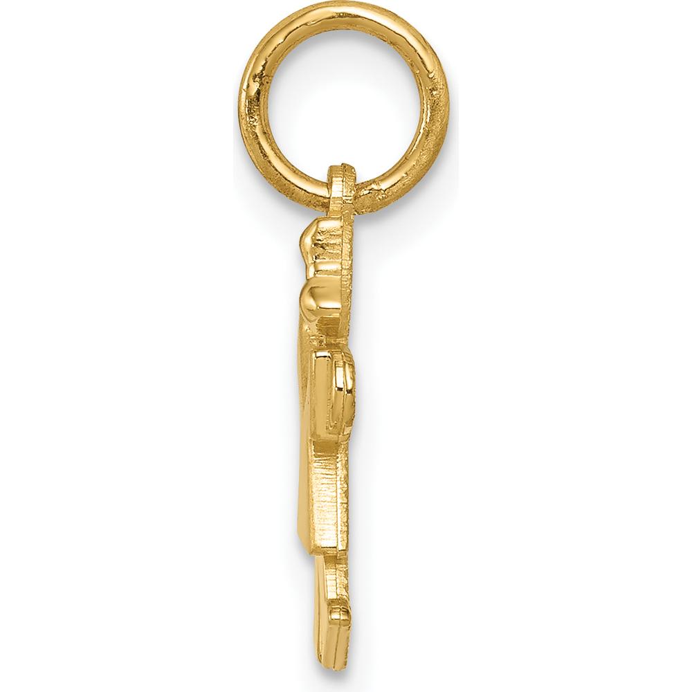 14K Yellow Gold Kids Mini Girl Kiss Charm Pendant with Textured Back - 18mm Length by Oro Pregiato